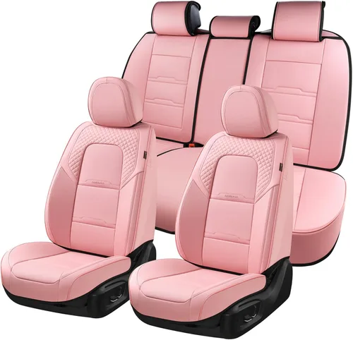 Miniatura 18 de Coverado Fundas para Asientos de Coche, Protector de Asiento con Soporte Lumbar y Reposacabezas Removible, Cojín de Asiento de Piel Transpirable