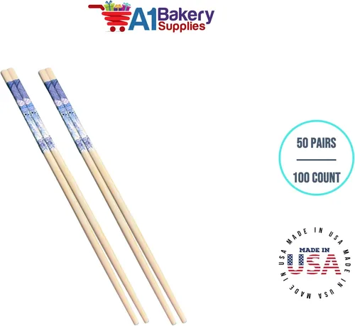 Miniatura 4 de Palillos de madera de bambú natural, 50 pares/100 unidades en 9 pulgadas por A1 bakery supplies