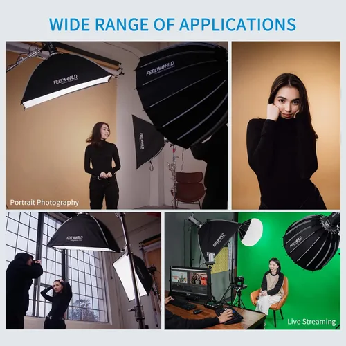 Miniatura 8 de FEELWORLD FSR90 - Caja de luz rectangular de 23.6 x 35.4 in para FEELWORLD FL125D FL125B FL225D FL225B y otros Bowens Mount Video Studio Light