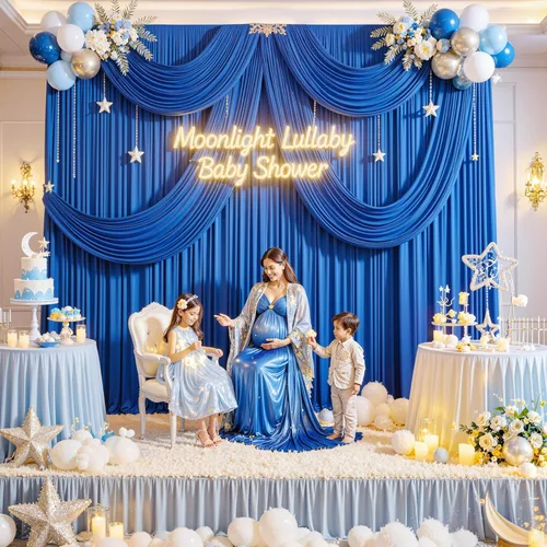 Miniatura 26 de Cortinas de telón de fondo blanco de 30 pies x 8 pies para fiestas de boda, 6 paneles de 5 pies x 8 pies, cortinas de fotografía de poliéster sin