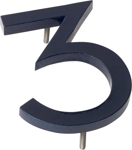 Miniatura 5 de Montague Metal Products MHN-08-F-NY1-2 Números flotantes modernos de aluminio cepillado sólido, 8 pulgadas, azul marino con recubrimiento en polvo