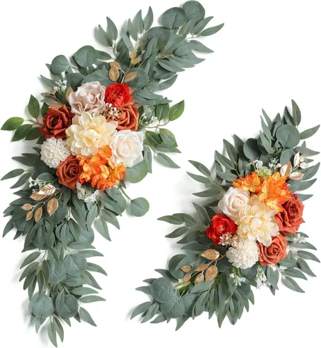 Miniatura 20 de ponatia Flores de Arco de Boda (Paquete de 2), Flores Borgoña y Azul Marino para Decoraciones de Boda, Señales de Bienvenida, Arcos de Boda