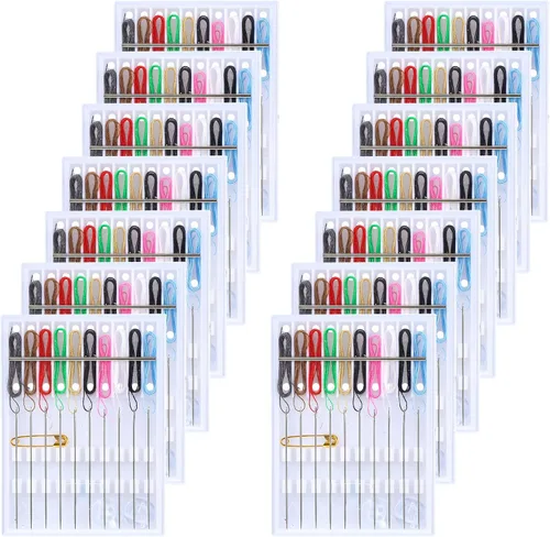MTLEE 14 cajas, 140 piezas Mini kit de costura de arreglo rápido fácil aguja pre-enhebrada kit personal básico soporte de aguja enhebrada de