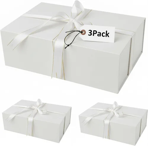 Miniatura 12 de YINUOYOUJIA Caja de regalo grande de color negro de 14 x 9 x 4.5 pulgadas, cajas de regalo con tapa de cierre magnético, cinta y tarjeta, caja
