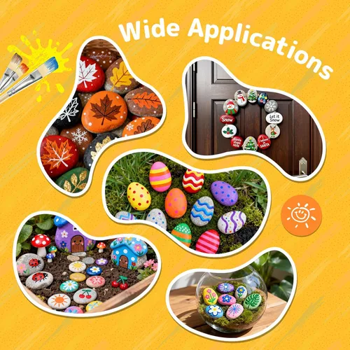 Miniatura 8 de Simetufy 25 rocas para pintar, pintura de rocas de río, piedras planas y lisas para pintar, piedras naturales seleccionadas a mano para pintar
