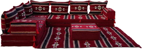Miniatura 18 de Sofá de piso modular hecho a mano arabicsofa – Asiento oriental Majlis con cojines de respaldo