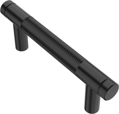 Miniatura 5 de Alzassbg Paquete de 10 tiradores de gabinete negro mate y bronce champán, 3 pulgadas (2.992 in) entre agujeros centrales de cocina, manijas