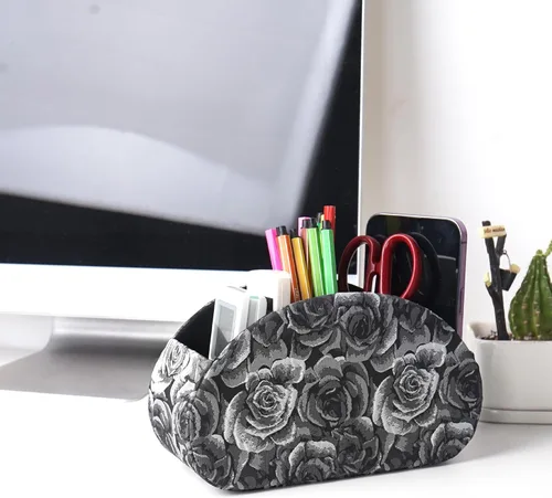Miniatura 6 de QIELIZI Soporte para control remoto, organizador de escritorio de piel sintética con 5 compartimentos espaciosos para controles remotos de TV