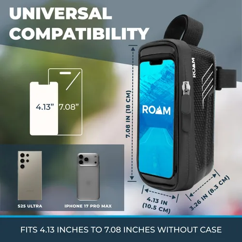Miniatura 2 de Roam Soporte universal para teléfono para bicicleta + funda de almacenamiento impermeable con cremallera, se adapta a teléfonos inteligentes