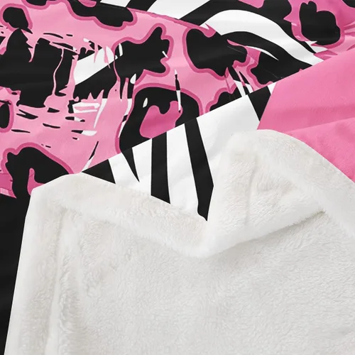 Miniatura 4 de Manfei Manta con estampado de labios rosas y cebra para sofá, manta de cama con estampado animal para niños y niñas, decoración de habitación