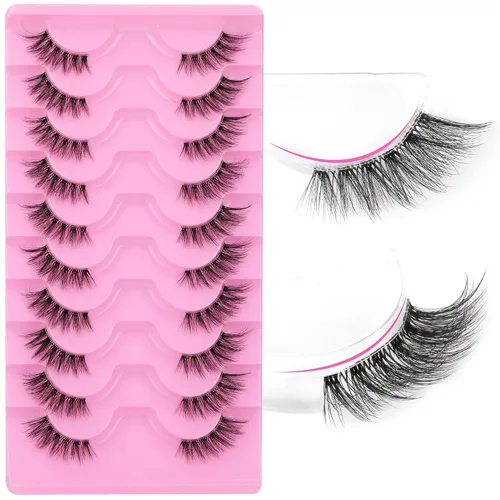 Miniatura 4 de FANXITON - Pestañas postizas de aspecto natural, pestañas de ojo de gato onduladas, banda transparente, 0.551 pulgadas, con aspecto de extensiones