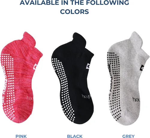 Miniatura 6 de Calcetines antideslizantes para yoga, barre, pilates, hospital, maternidad, con empuñaduras, para mujeres y hombres, 2 pares, color negro