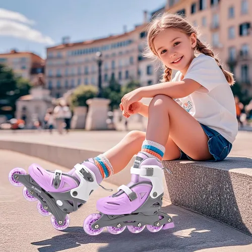 Miniatura 5 de 2PM SPORTS Patines en línea para niños y niñas de 4 a 8, 6 a 12 años, con ruedas iluminadas, cuchillas ajustables para niños y jóvenes principiantes
