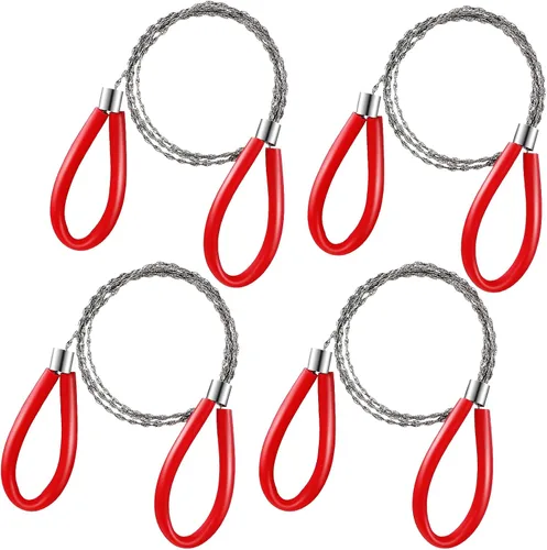 4 piezas de sierra de cable de PVC alambre de metal, cortador de PVC de acero inoxidable, cuerda de mano, cuerda de bolsillo de mano, herramientas