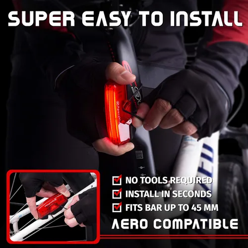 Miniatura 5 de Apace - Luz trasera de bicicleta recargable por USB, superbrillante, 100 lúmenes, luz trasera LED para bicicleta, se engancha fácilmente como una
