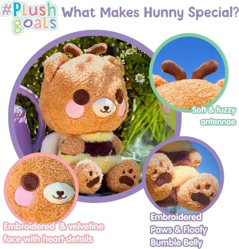 Miniatura 4 de Cuddle Barn PlushGoals - Hunny The Sweet Bear Bee Lindo peluche Kawaii de peluche de miel abejorro suave, regalo de peluche de Fairycore