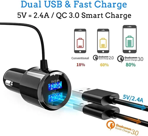 Miniatura 2 de Transmisor FM Bluetooth 5.0 manos libres kit de coche con carga rápida QC 3.0 adaptador de radio de coche con micrófono CVC reducción de ruido