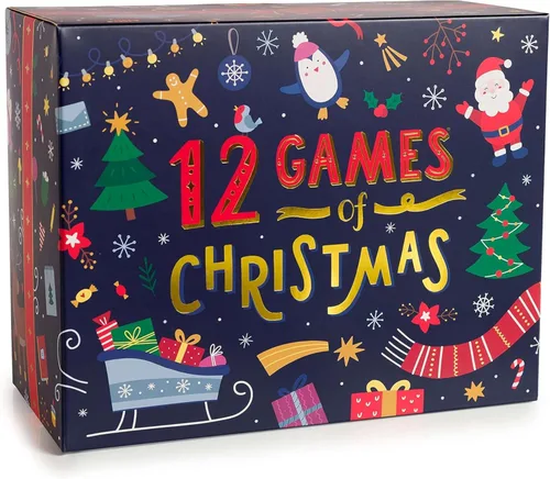 Gutter Games 12 juegos de Navidad - Paquete de noche de juegos familiares para niños y adolescentes - Divertidos juegos de fiesta de Navidad para