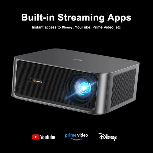 Miniatura 10 de HAPPRUN Proyector para exteriores de 2500 lúmenes ANSI con aplicaciones de transmisión integradas, resolución de decodificación 4K, audio Dolby