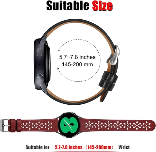 Miniatura 3 de Correa de cuero de encaje suave de 0.78 pulgadas compatible con Samsung Galaxy Watch 7/6/5/4 de 1.575 pulgadas, 1.732 pulgadas, Samsung Galaxy Watch