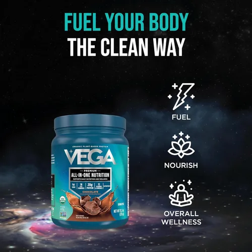 Miniatura 6 de Vega Organic All-in-One Proteína vegana en polvo sabor chocolate 9 porciones, ingredientes de superalimento, vitaminas para apoyo inmunológico