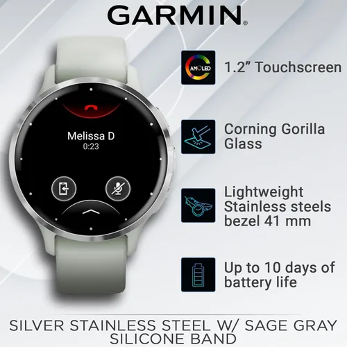 Miniatura 3 de Garmin Venu 3S Reloj inteligente con GPS, pantalla AMOLED de 1.61 pulgadas, características avanzadas de salud y fitness, hasta 10 días de batería