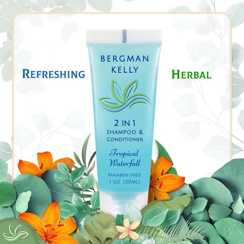 Miniatura 4 de Bergman Kelly - Champú y acondicionador 2 en 1 tamaño viaje - 1 fl oz, 100 PK, cascada tropical - Deleite a sus invitados con amenidades de champú