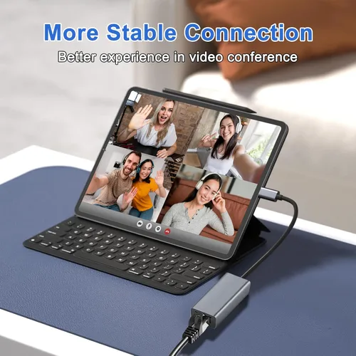 Miniatura 4 de Adaptador USB C a Ethernet, concentrador de red portátil de 1 Gigabit, 10/100/1000 Mbps, adaptador de Internet USB 3.0 a RJ45 compatible con laptop