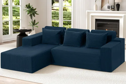 Miniatura 9 de Homguava Sofás modulares seccionales para sala de estar, sofá nube de 101 pulgadas con diván en forma de L, cómodo sofá de sala de estar con asiento