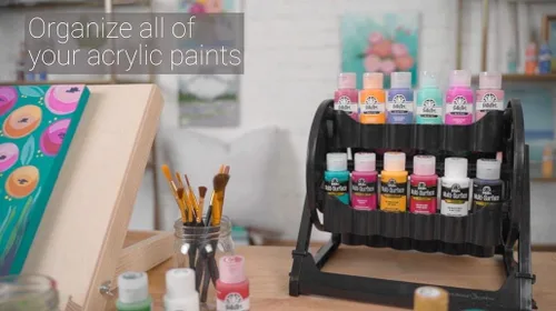 Miniatura 10 de Organizador rotacional Plaid para almacenamiento de pintura acrílica, contenedor de almacenamiento de pintura que guarda 24 botellas estándar de 2
