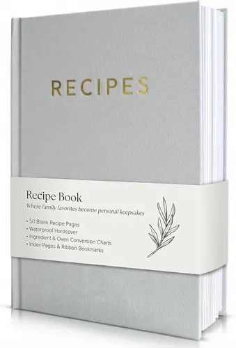 Miniatura 10 de Libro de recetas estético en blanco con cubierta impermeable, el cuaderno de recetas perfecto para escribir en tus propias recetas, hermoso libro