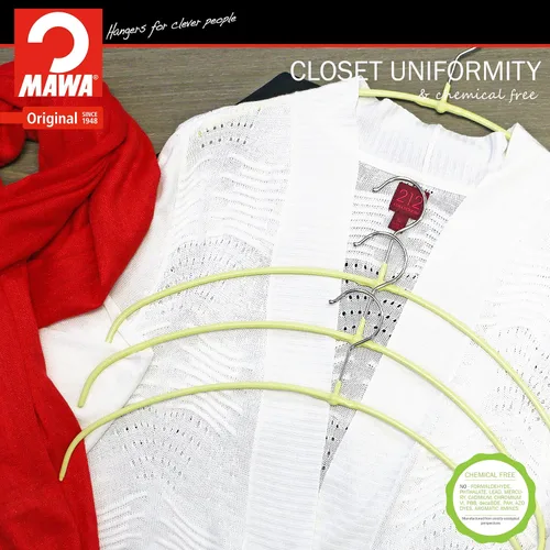 Miniatura 22 de Mawa by Reston Lloyd, Serie Euro Ultrafina, Percha antideslizante que ahorra espacio, estilo 40/PT para camisetas, blusas y vestidos de sol, juego