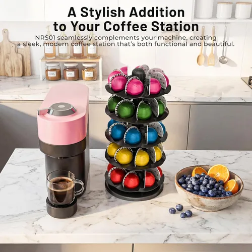 Miniatura 6 de EVERIE Organizador giratorio de cápsulas de café para carrusel compatible con 40 cápsulas Nespresso Vertuoline (negro)