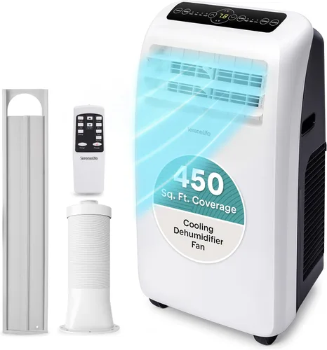 SereneLife - Aire acondicionado pequeño portátil de 12,000 BTU con deshumidificador incorporado - Unidad de aire acondicionado portátil para