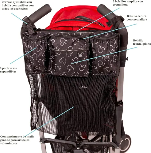 Miniatura 2 de Disney Baby by J.L. Childress Cups 'N Cargo - Organizador para cochecito con portavasos, bolsa de accesorios para cochecito, esencial de viaje