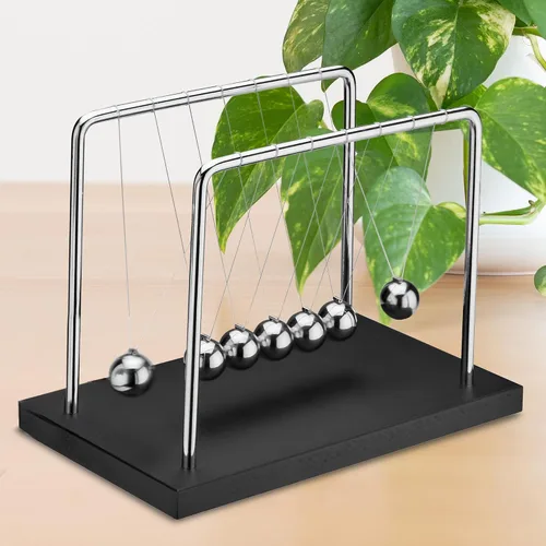 Miniatura 8 de Juguete de escritorio de 7 cuentas Newton's Cradle Balance Balls – Base de madera negra, decoración de oficina, divertido juguete de ciencia física