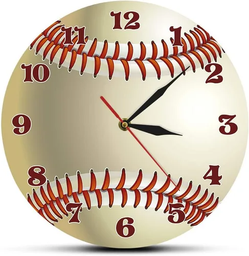 The Geeky Days Reloj de pared con diseño de béisbol, decoración de pared para sala de deportes, personaliza tu nombre, reloj de cuarzo silencioso de