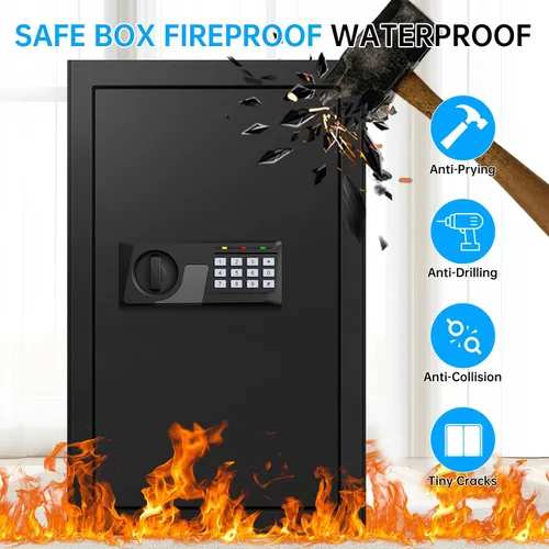 Miniatura 3 de Caja fuerte grande de 5.2 pies cúbicos para el hogar, impermeable, impermeable, con teclado digital, llaves de repuesto, sistema de alarma y 3