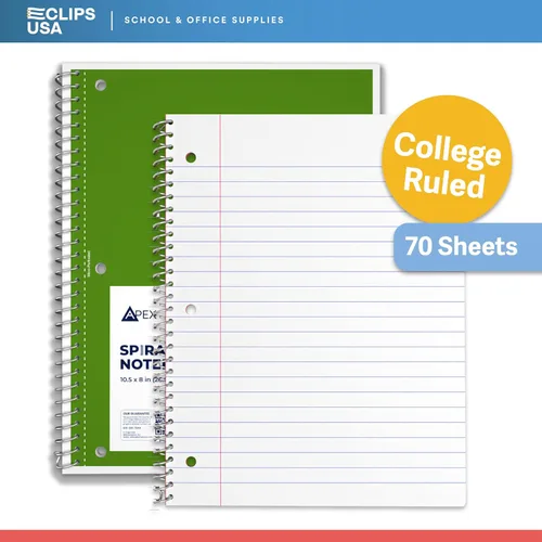 Miniatura 7 de Cuaderno de espiral, cuadernos con rayas universitarias, 70 hojas, una sola materia, cuadernos a granel, surtido de 6 colores, hojas perforadas de 3