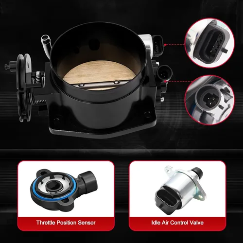 Miniatura 4 de Cuerpo de admisión de 102 mm fabricado en metal EFI con raíles de combustible y cuerpo del acelerador y sensores de posición del acelerador TPS IAC