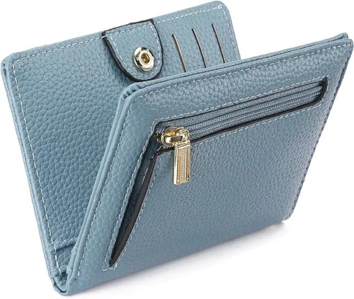 Miniatura 10 de GAEKEAO Billetera delgada para mujer, tarjetero con bloqueo RFID, billetera plegable con bolsillo para monedas con cremallera, ventana