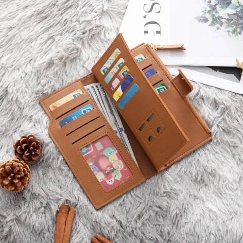 Miniatura 17 de Loveje - Billeteras personalizadas para mujer, de piel sintética, con grabadas fotográficas, triple pliegue, tarjeta de crédito, cartera larga