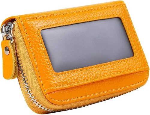 Miniatura 8 de RFID bloqueo 12 ranuras tarjeta de crédito titular cuero acordeón cartera
