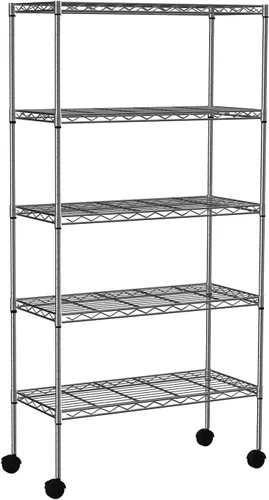 Miniatura 14 de Estantería de alambre resistente de 6 niveles, capacidad de 2100 libras, estante de almacenamiento de metal NSF ajustable con ruedas, 45 pulgadas