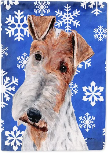Miniatura 276 de Caroline's Treasures SC9374GF Bulldog English Snow flakes Holiday Garden Flag Buzón Bandera decorativa para patio exterior, patio, obras de arte