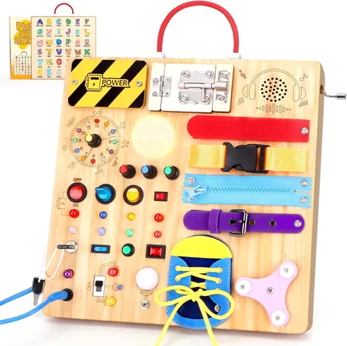 Miniatura 9 de Grarain Tablero de actividades para niños pequeños – Juguete educativo Montessori para niños y niñas de 1 a 3 años Actividad de aprendizaje