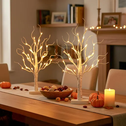 Miniatura 6 de EAMBRITE Árbol de abedul con luces LED, árbol de Navidad blanco, lámpara de árbol artificial pequeña y delgada preiluminada con ramitas