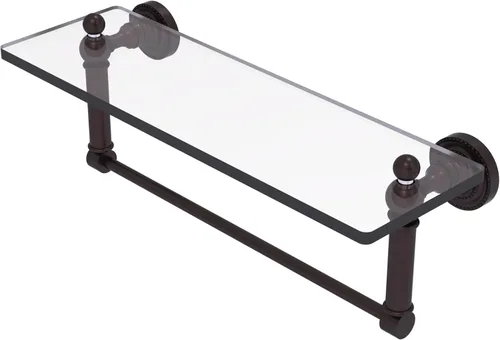 Allied Brass DT-1TB/16-ABZ Estante de vidrio con toallero, 16 pulgadas x 5 pulgadas