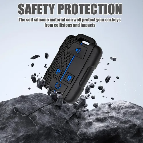Miniatura 6 de 2 Pcs Silicone 4-Button Smart Key Fob Cover Compatible with 2014-2019 Chevrolet Colorado Silverado Suburban Tahoe and GMC Canyon Sierra Yukon, Car