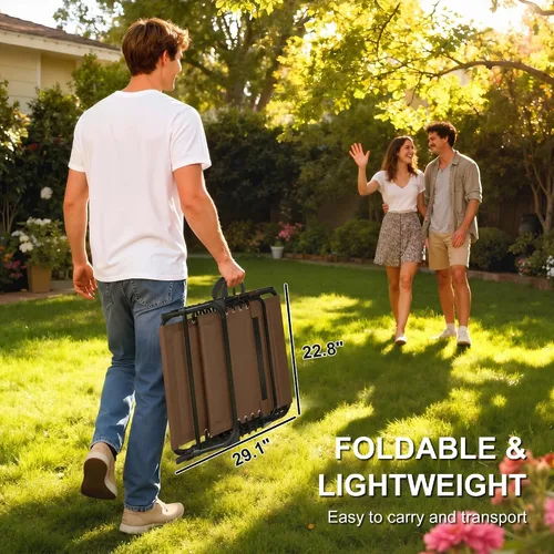 Miniatura 3 de Outsunny Tumbona plegable para exteriores, silla de bronceado con bolsillo lateral, correa de transporte, tumbona portátil para patio y playa